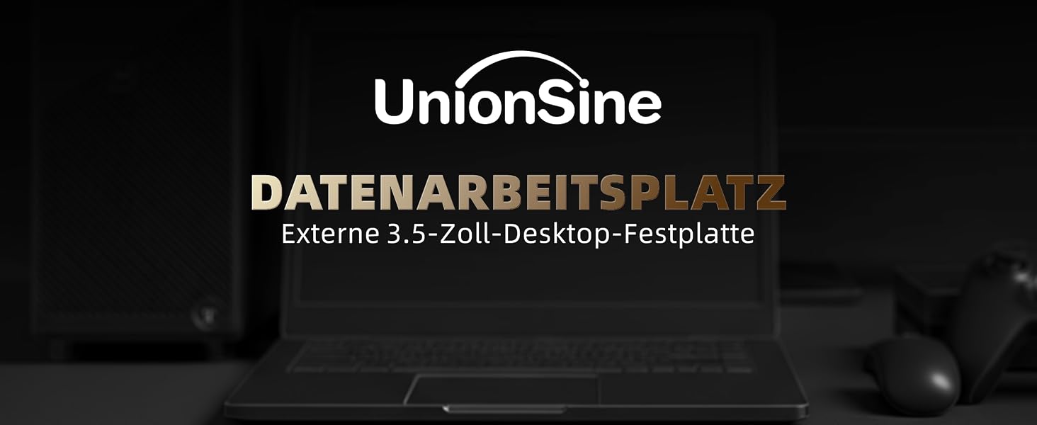 UnionSine externe 3,5-Zoll-Festplatte mit 10 TB in senkrechter Bauform – Detail 2