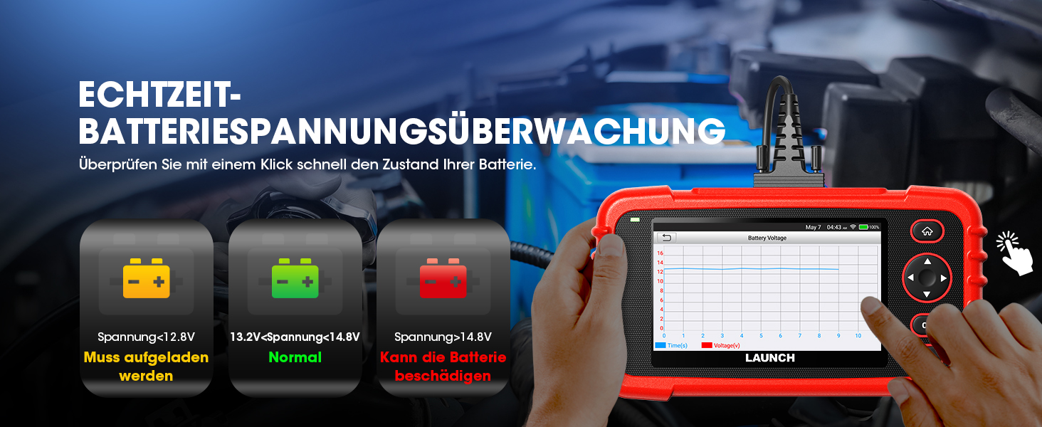LAUNCH CRP123X V2.0 OBD2-Diagnosegerät als Handgerät mit 5-Zoll-Display, Frontansicht. – Detail 5