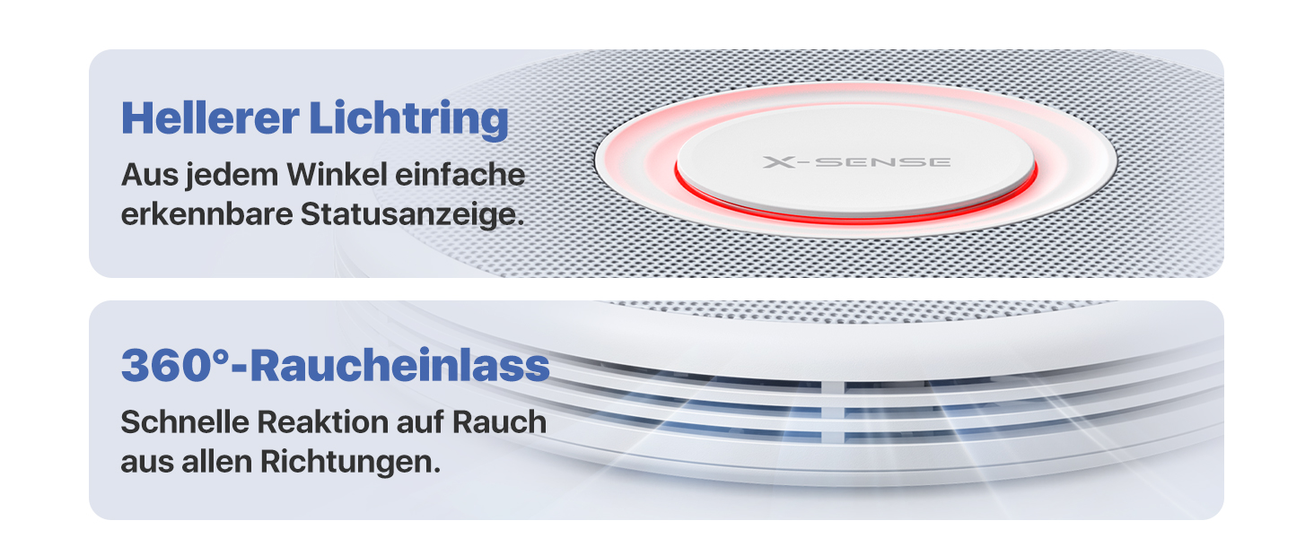 Zwölf weisse X-Sense Rauchmelder XS0B-MR121 mit der Basisstation SBS50 aus dem vernetzten Set. – Detail 8