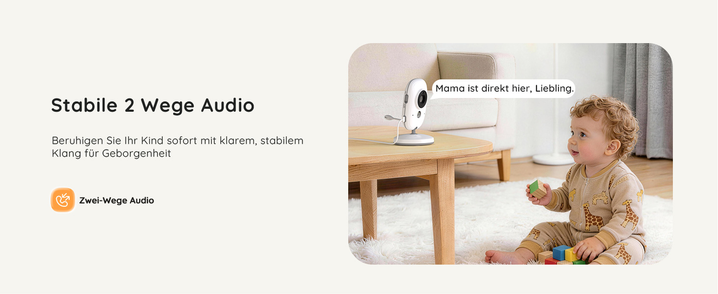 BOIFUN VB616 Babyphone in Weiss mit Kamera und 4-Zoll-Monitor – Detail 8