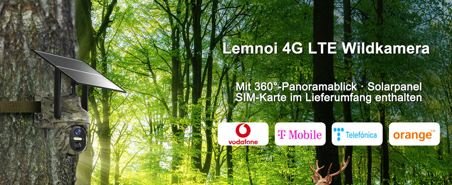 Lemnoi Solar-Wildkamera in Tarnfarbe mit eingebautem Solarpanel – Detail 2