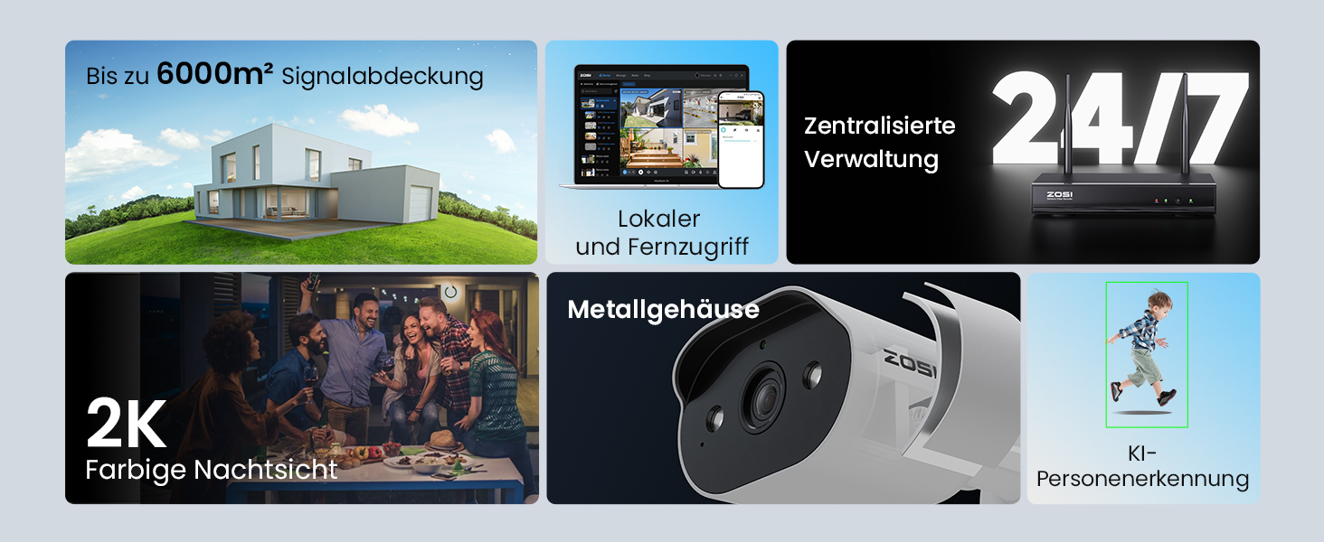 ZOSI 2K WLAN-Überwachungsset mit vier Kameras, Farbnachtsicht und 8-Kanal-Rekorder mit 1 TB – Detail 3