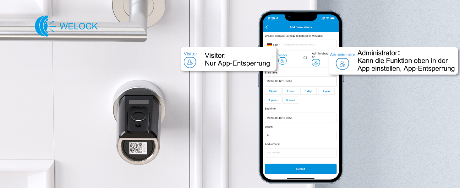 WELOCK Touch41 Schliesszylinder mit Fingerabdrucksensor in Edelstahl, Euro-Profil – Detail 9