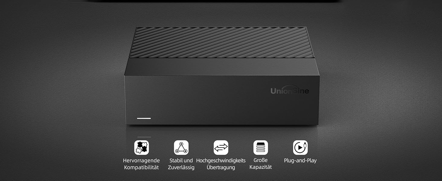 UnionSine externe 3,5-Zoll-Festplatte mit 14 TB in senkrechter Bauform – Detail 3