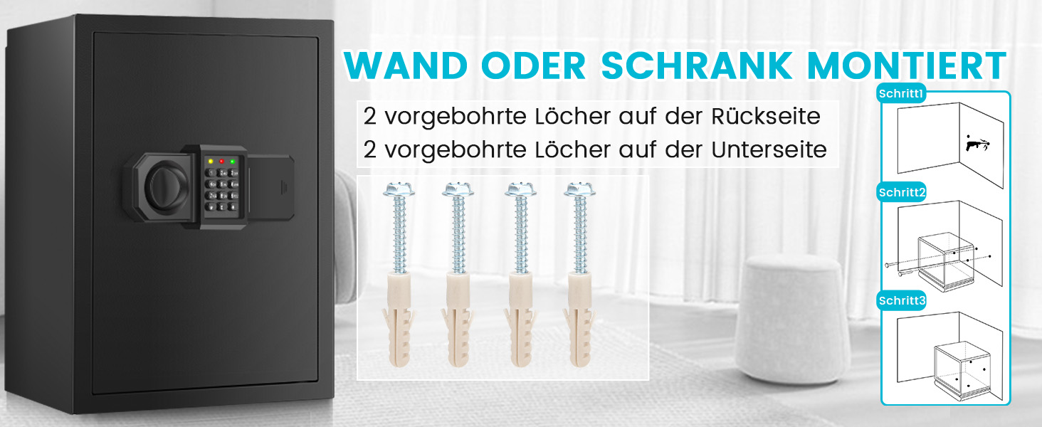Tiskgg Standtresor mit 70 Litern Rauminhalt, elektronischem Zahlenschloss und Regal – Detail 9