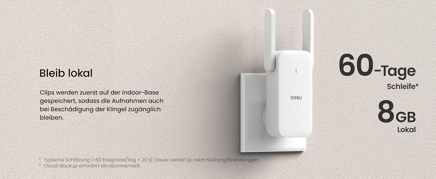 aosu Video-Türklingel in Weiss mit Kamera und Basisstation aosuBase Mini – Detail 9