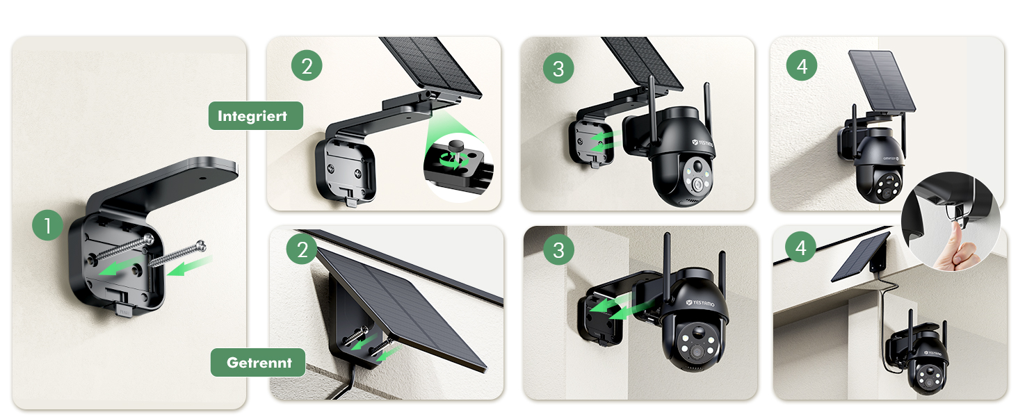 Schwarze YESYAMO ZS-GX8S Solar-Überwachungskamera mit schwenkbarem Kopf und Solarpanel – Detail 9