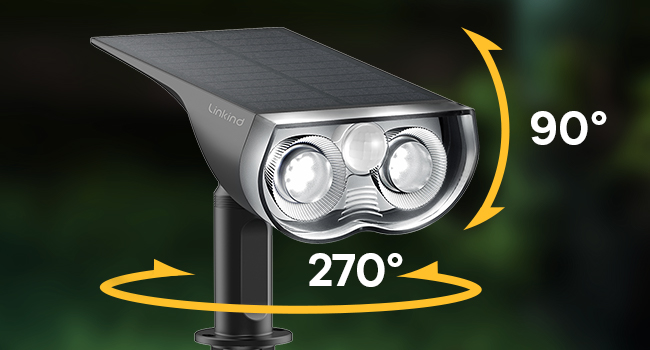 Linkind StarRay Solarstrahler mit Bewegungsmelder auf Erdspiess, 2er-Pack – Detail 9