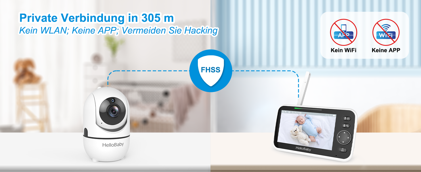 HelloBaby HB6550 Babyphone mit 5-Zoll-Monitor und schwenkbarer Kamera mit Infrarot-Nachtsicht – Detail 9