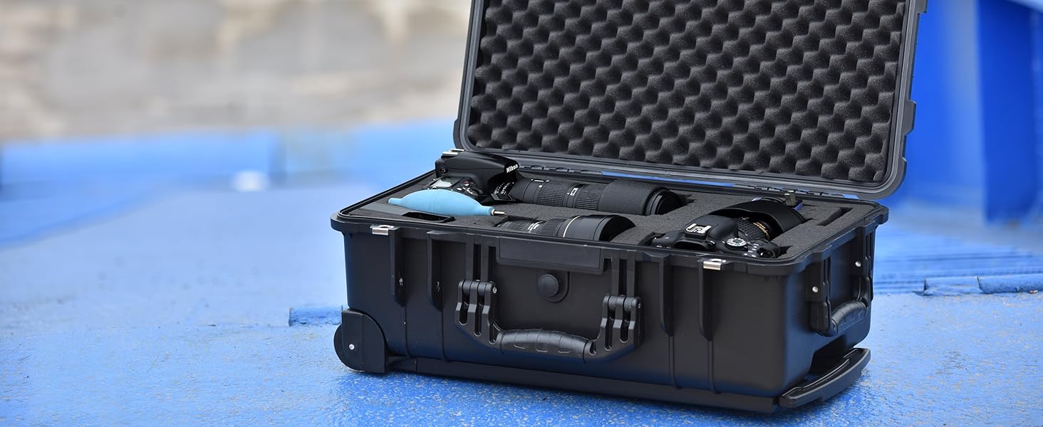 MEIJIA wasserdichter Hartschalenkoffer IP67 mit Rollen, Teleskopgriff und Würfelschaum – Detail 5