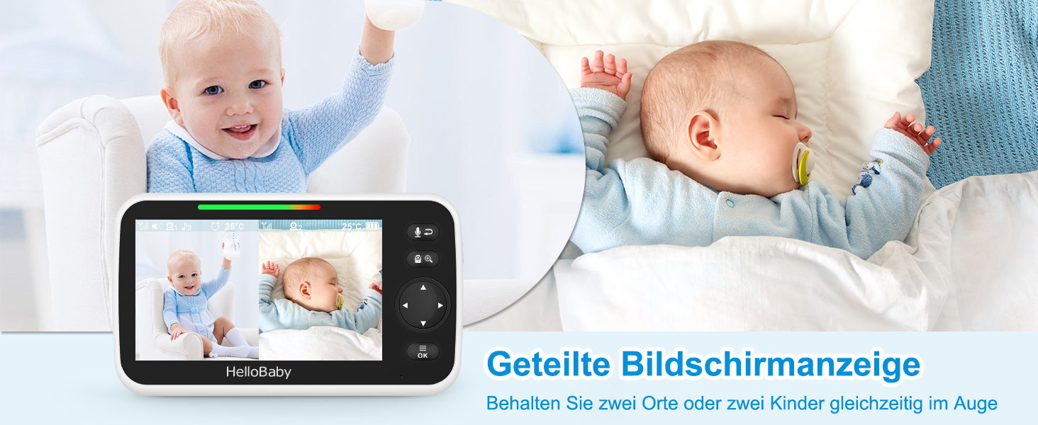 HelloBaby HB6550 Babyphone mit 5-Zoll-Monitor und schwenkbarer Kamera mit Infrarot-Nachtsicht – Detail 10