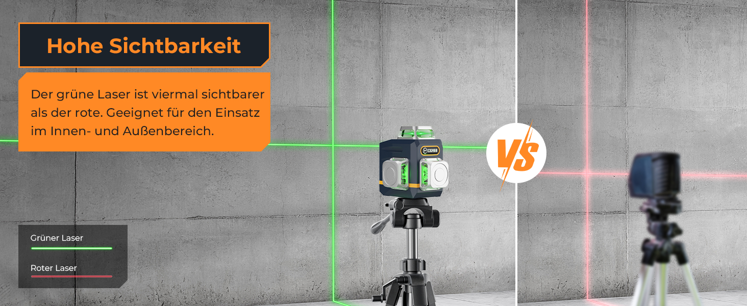CIGMAN CM701 Kreuzlinienlaser mit drei grünen 360-Grad-Linien, Fernbedienung und Halterung – Detail 6