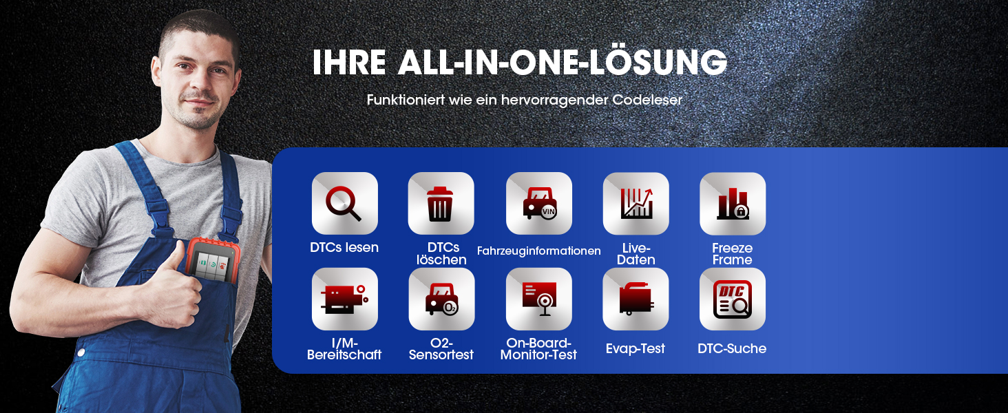 LAUNCH CRP123X V2.0 OBD2-Diagnosegerät als Handgerät mit 5-Zoll-Display, Frontansicht. – Detail 8