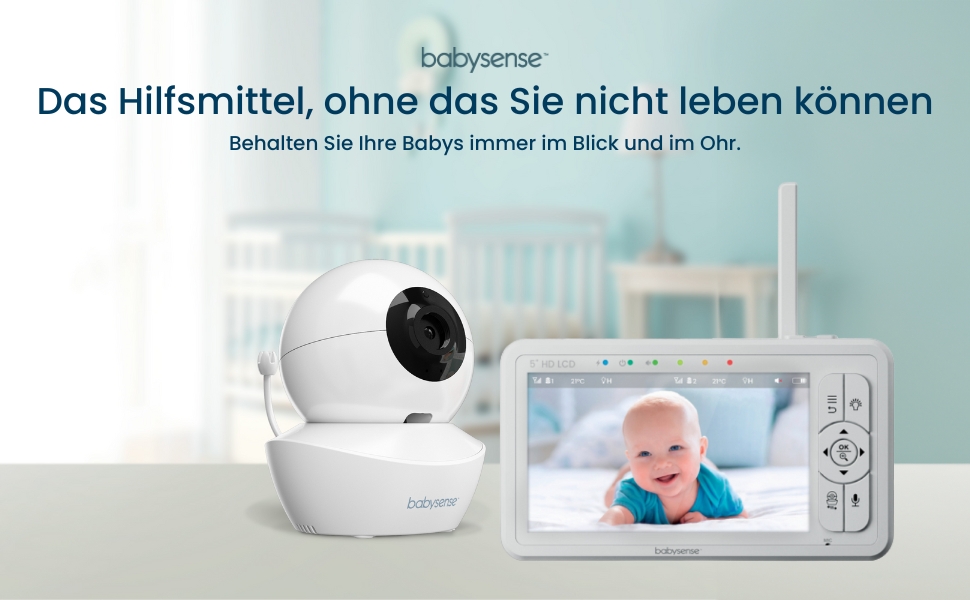 Babysense HDS2 Babyphone mit 5-Zoll-Elterneinheit und schwenkbarer Kamera mit Nachtlicht – Detail 2