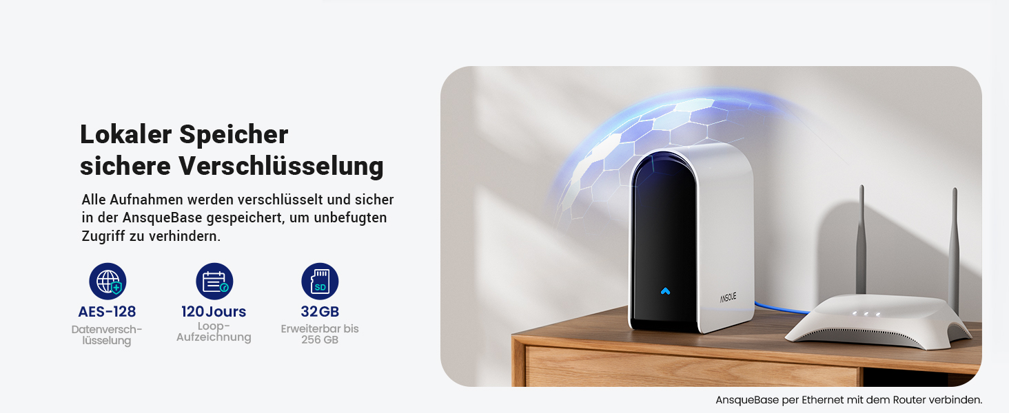 ANSQUE Solar-Akkukamera-Set mit zwei schwenkbaren 2K-Kameras und Basisstation – Detail 3