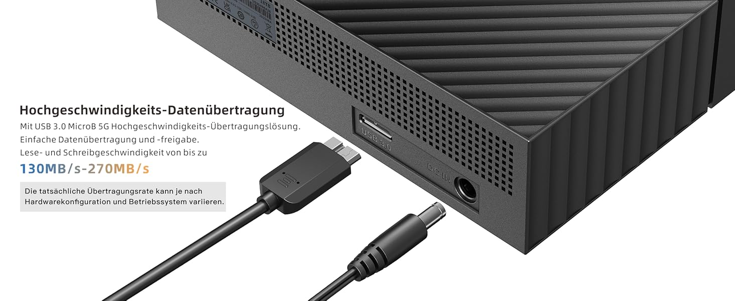 UnionSine externe 3,5-Zoll-Festplatte mit 10 TB in senkrechter Bauform – Detail 6
