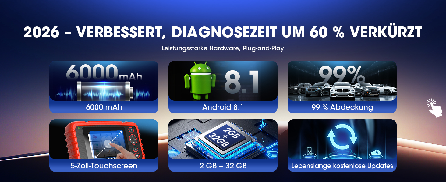 LAUNCH CRP123X V2.0 OBD2-Diagnosegerät als Handgerät mit 5-Zoll-Display, Frontansicht. – Detail 9