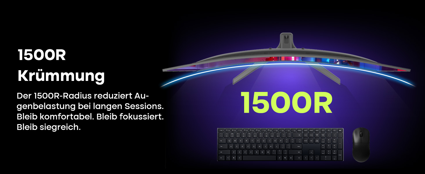 Amzfast AMZG27C1Q Pro 27-Zoll-Curved-Monitor mit 1500R Krümmung auf Metallständer – Detail 6
