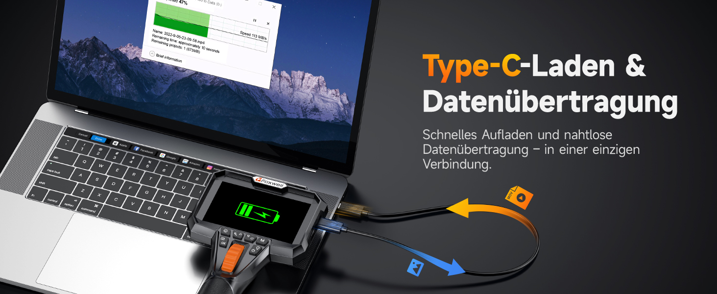 FOXWELL Y400 Endoskopkamera mit 4,3-Zoll-Display und 6,2-mm-Sonde mit beweglichem Kamerakopf – Detail 12