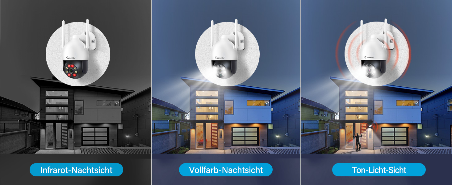 Jennov WLAN-Überwachungsset mit vier schwenkbaren 5-MP-PTZ-Kameras und automatischer Verfolgung – Detail 2