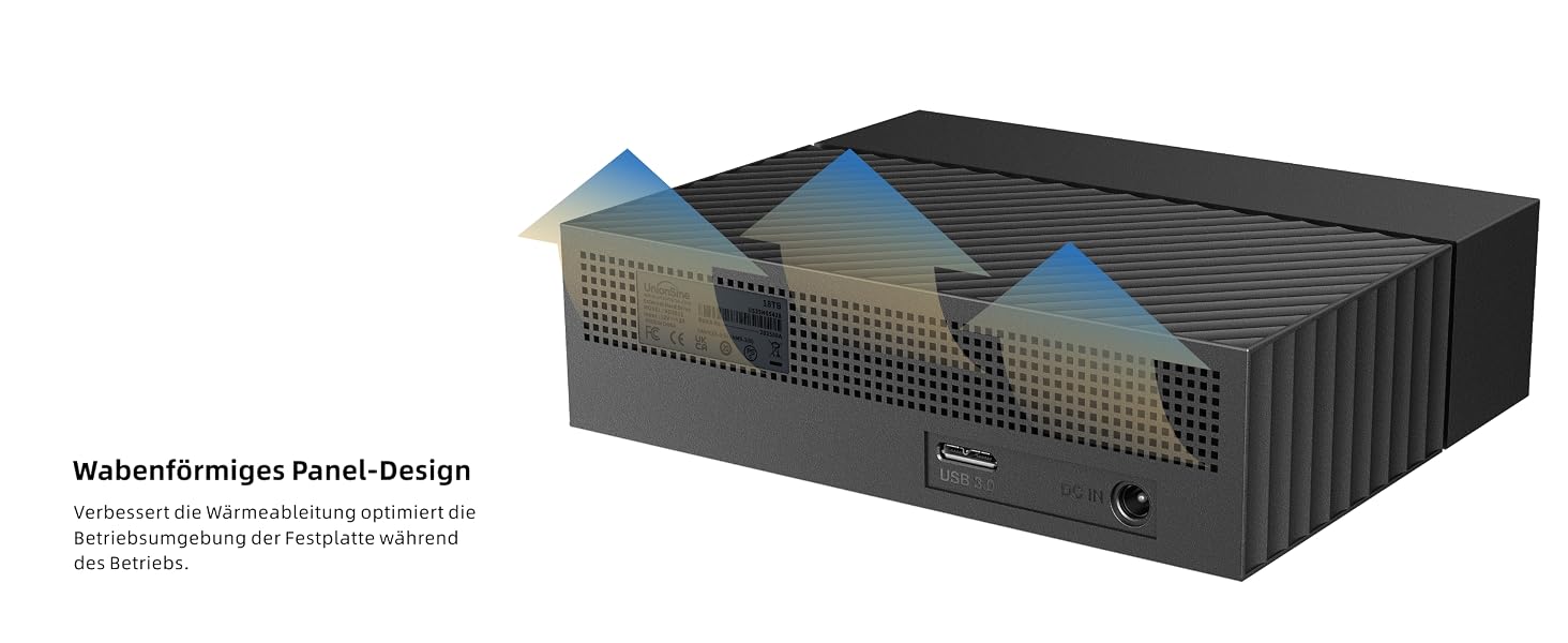 UnionSine externe 3,5-Zoll-Festplatte mit 14 TB in senkrechter Bauform – Detail 7