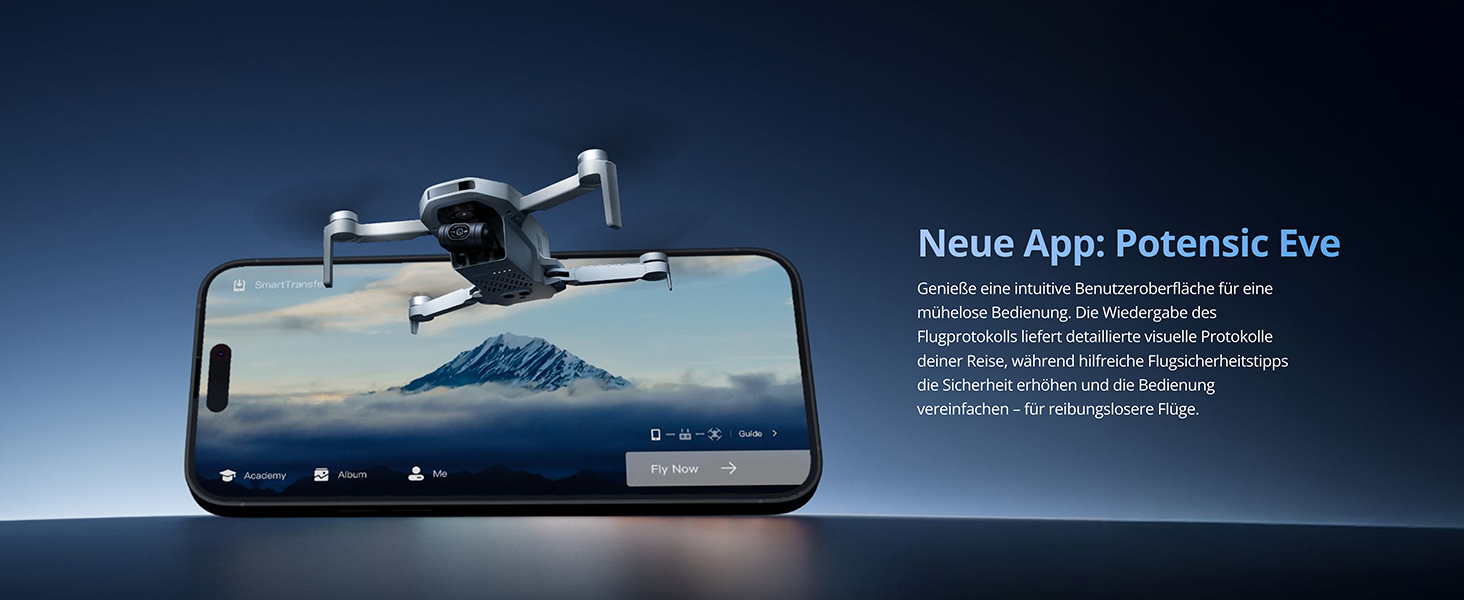 Potensic ATOM 2 Kameradrohne in Hellgrau mit 3-Achsen-Gimbal-Kamera an der Front. – Detail 13