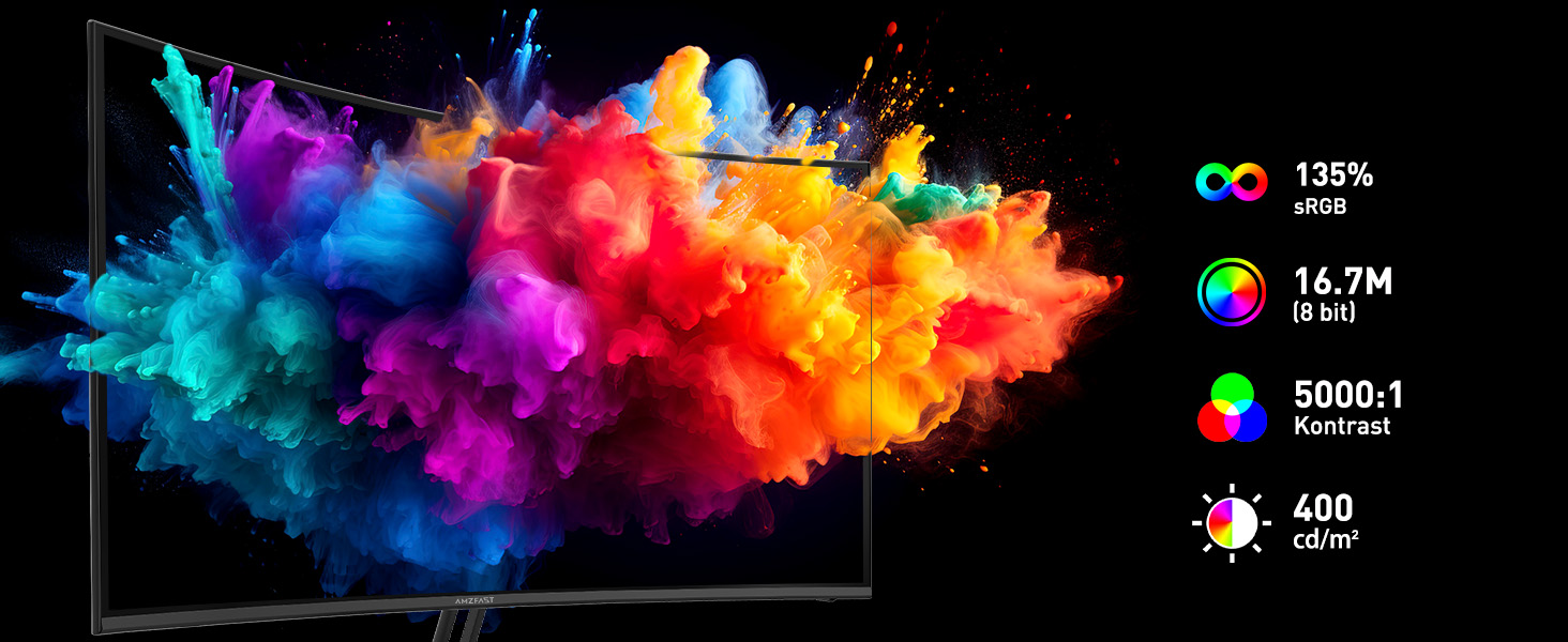 Amzfast AMZG27C1Q Pro 27-Zoll-Curved-Monitor mit 1500R Krümmung auf Metallständer – Detail 7