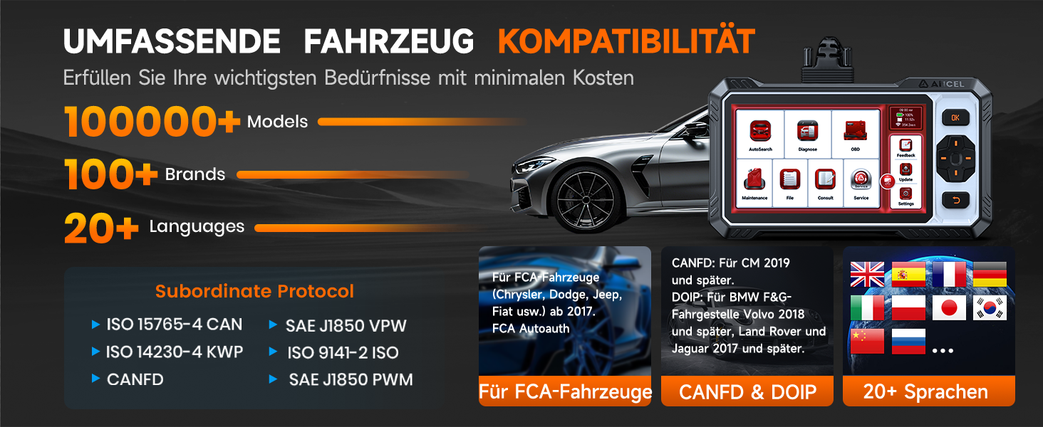 ANCEL FX6100 OBD2-Diagnosegerät mit 6,2-Zoll-Touchscreen und Diagnosekabel. – Detail 13