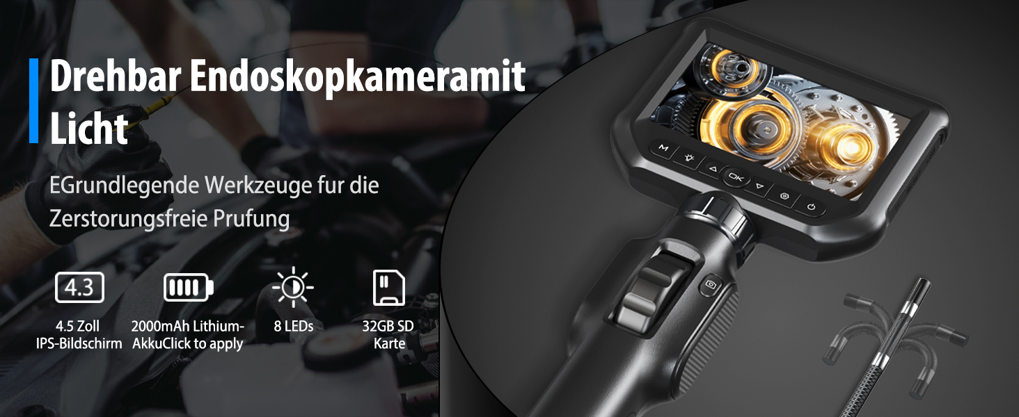 Qimic G30M Endoskopkamera mit 4,3-Zoll-Display, 8-mm-Kamerakopf und aufgerolltem 5-Meter-Kabel – Detail 13