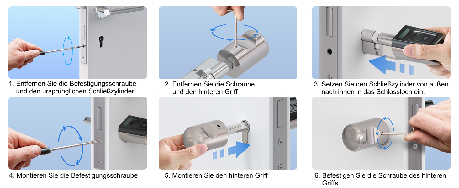 WELOCK Touch41 Schliesszylinder mit Fingerabdrucksensor in Edelstahl, Euro-Profil – Detail 14