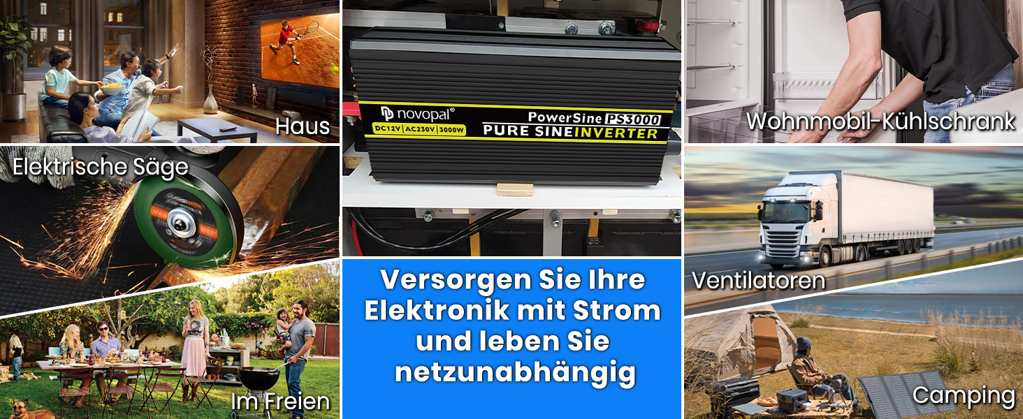NOVOPAL Wechselrichter 3000 Watt von 12 Volt auf 230 Volt mit reiner Sinuswelle – Detail 10