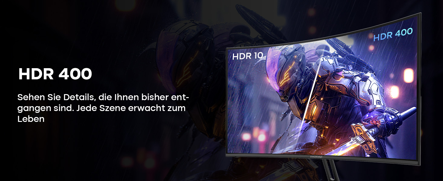 Amzfast AMZG27C1Q Pro 27-Zoll-Curved-Monitor mit 1500R Krümmung auf Metallständer – Detail 8