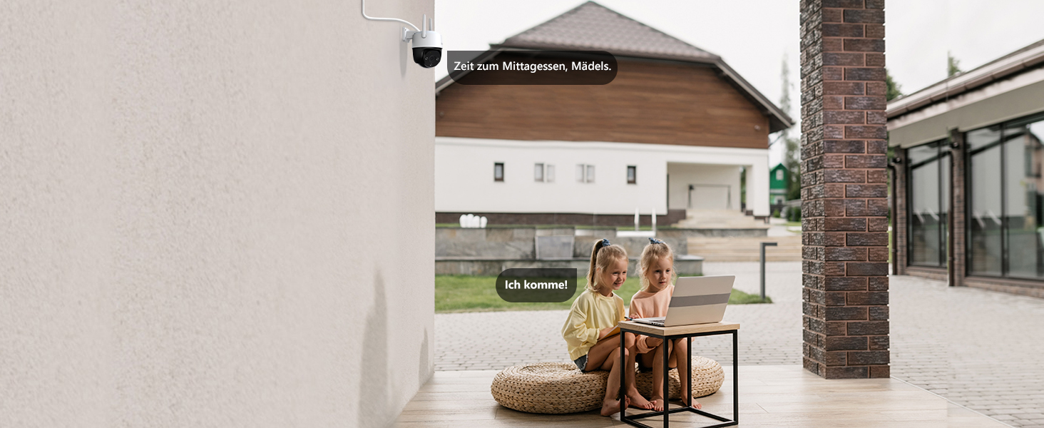Imou Cruiser 2C schwenkbare Aussenkamera in Weiss mit Scheinwerfern und zwei Antennen – Detail 8