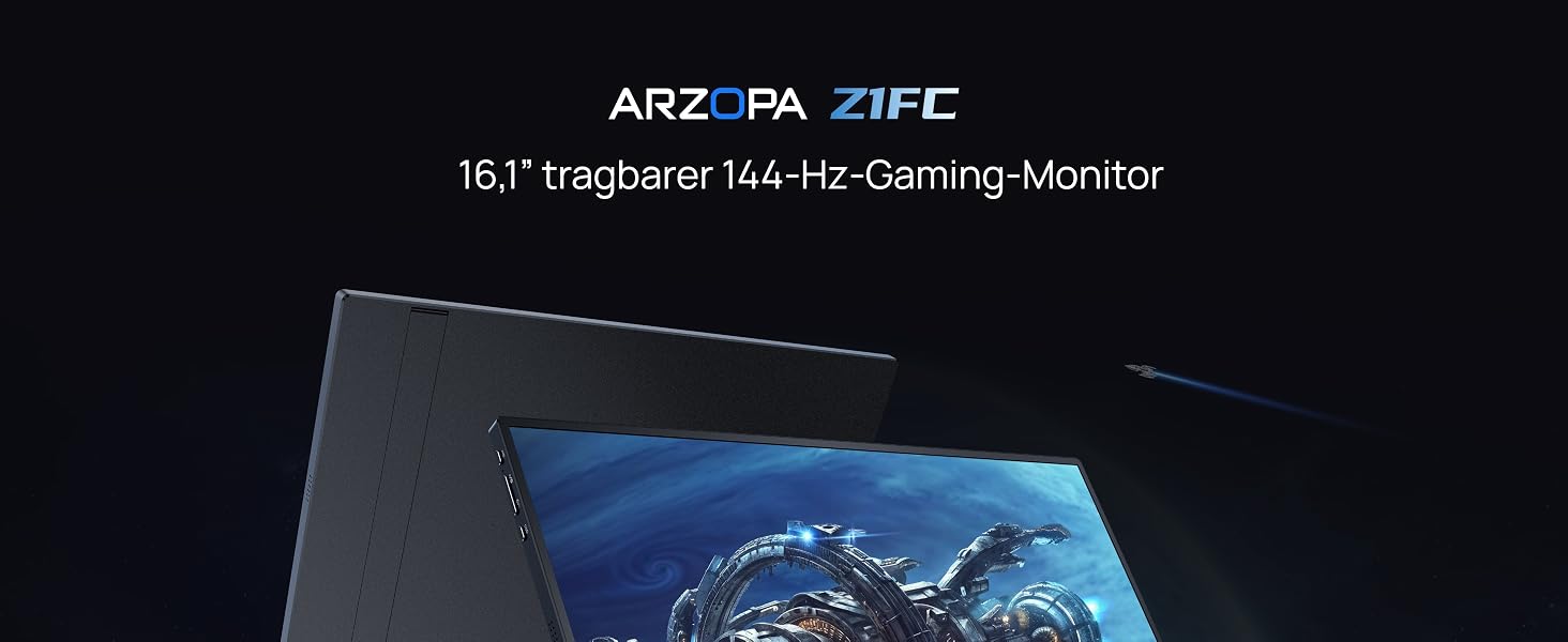 ARZOPA Z1FC tragbarer Monitor mit 16,1 Zoll Display und ausgeklapptem Standfuss – Detail 2