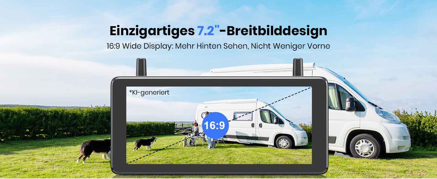 AUTO-VOX SOLAR5 Funk-Rückfahrkamera mit Magnethalter und 7,2-Zoll-Monitor – Detail 5