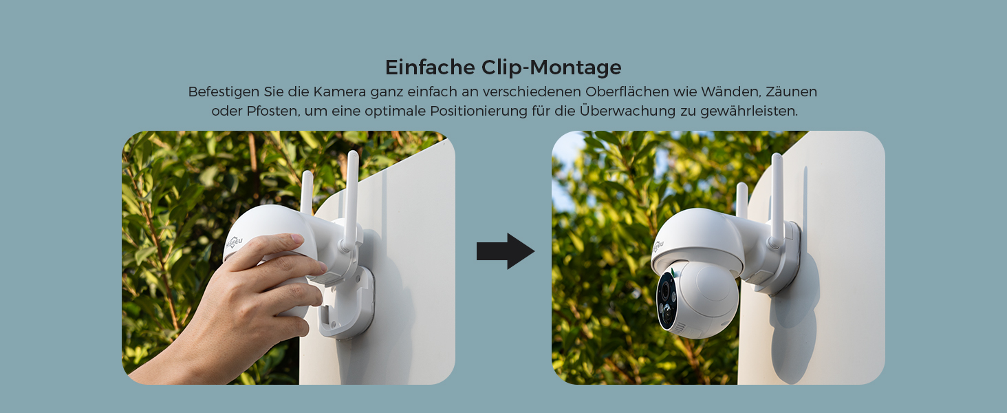 Hiseeu Solar-Kameraset: vier weisse Schwenkkameras mit aufgesetztem Solarpanel und der Funk-Rekorder mit Festplatte. – Detail 16