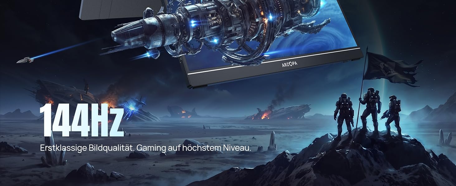 ARZOPA Z1FC tragbarer Monitor mit 16,1 Zoll Display und ausgeklapptem Standfuss – Detail 3