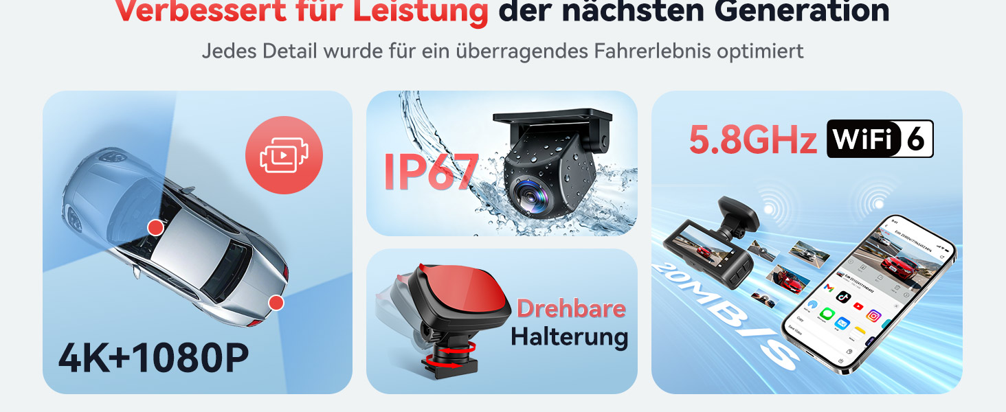 REDTIGER F7N Dashcam 4K mit GPS-Halterung – Detail 4