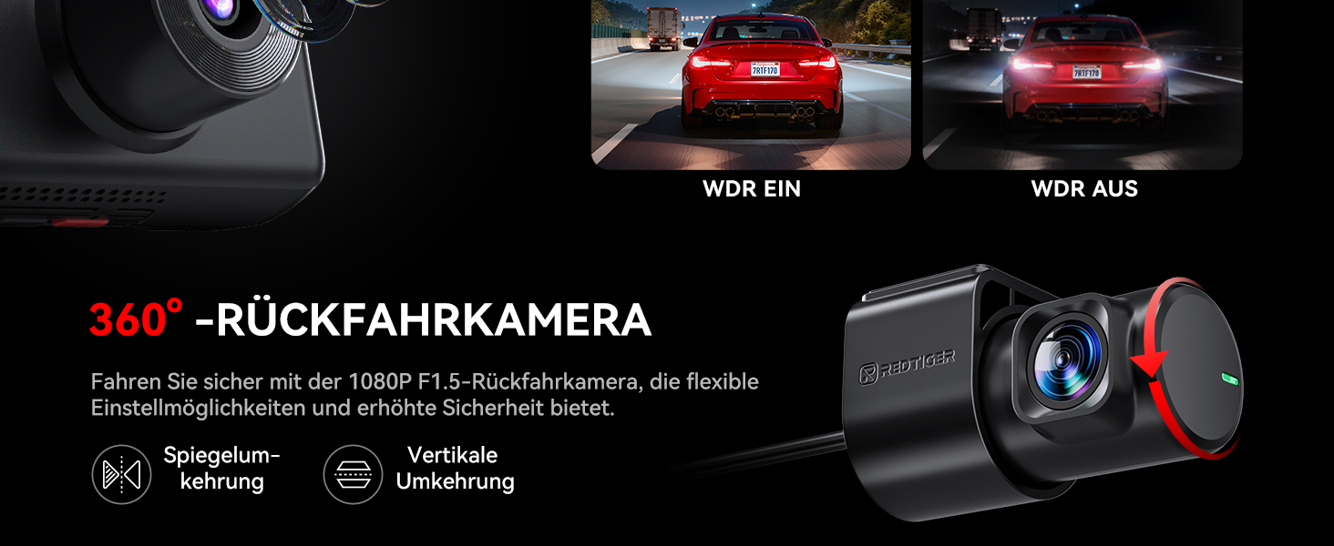 REDTIGER F17 3-Kanal-Dashcam mit Innenraumkamera – Detail 4