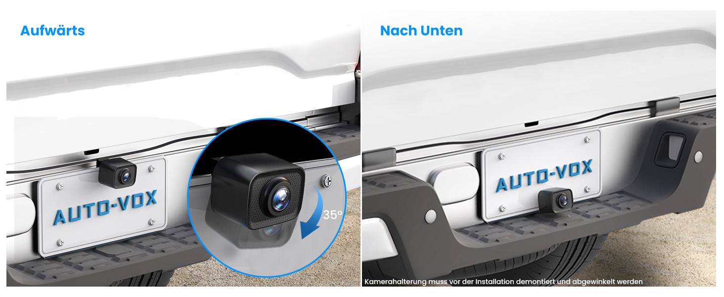 AUTO-VOX W7 Rückfahrkamera-Set mit 5-Zoll-Monitor und kabelloser Kamera für das Nummernschild – Detail 6