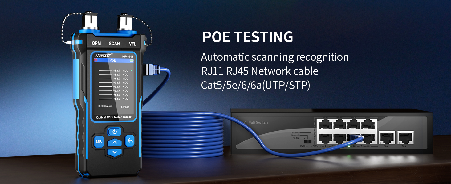 NOYAFA NF-8508 Netzwerkkabeltester mit PoE-Prüfung – Detail 6