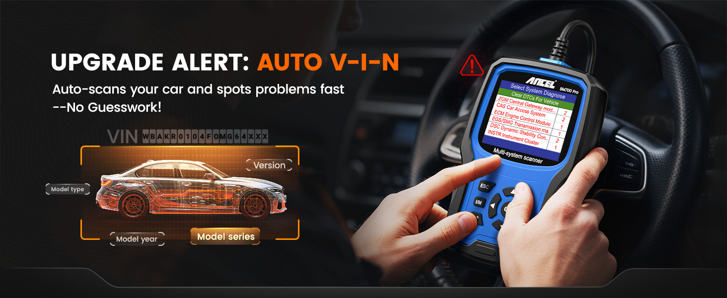 Handgerät ANCEL BM700Pro zur Fahrzeugdiagnose mit Display, Frontansicht. – Detail 3