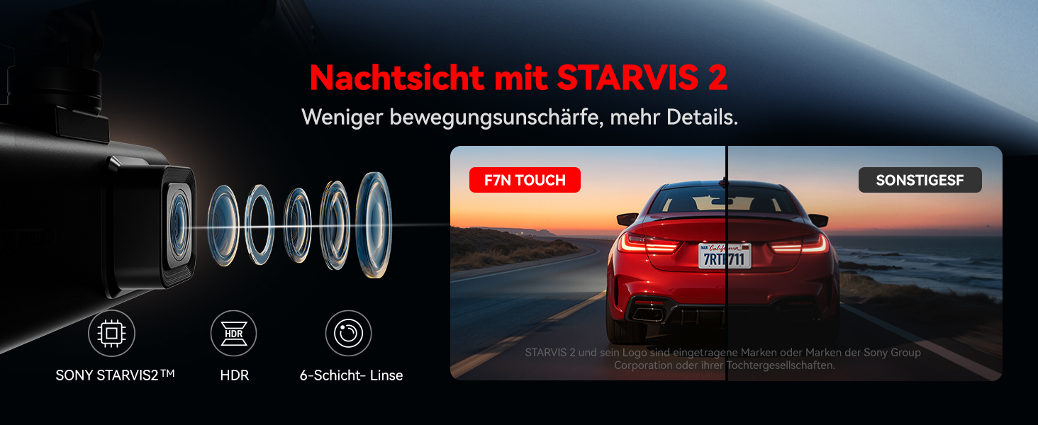 REDTIGER F7N Touch Dashcam mit Touchscreen und separater Heckkamera – Detail 5