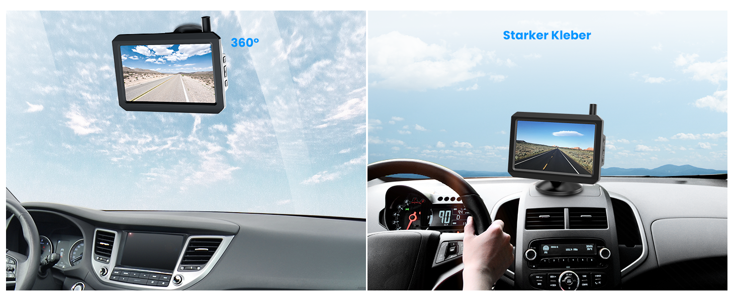 AUTO-VOX W7 Rückfahrkamera-Set mit 5-Zoll-Monitor und kabelloser Kamera für das Nummernschild – Detail 7