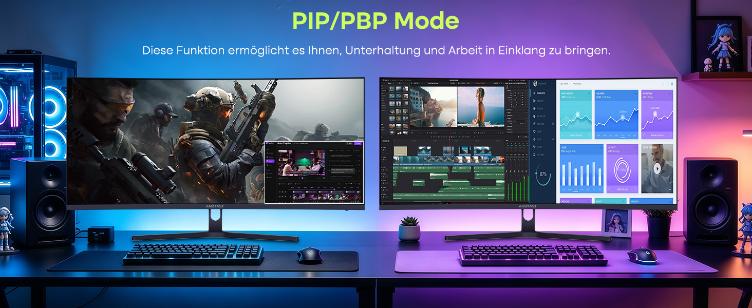 Amzfast AMZG34C5Q Pro 34-Zoll-Ultrawide-Monitor, 1500R gebogen, auf höhenverstellbarem Standfuss – Detail 12