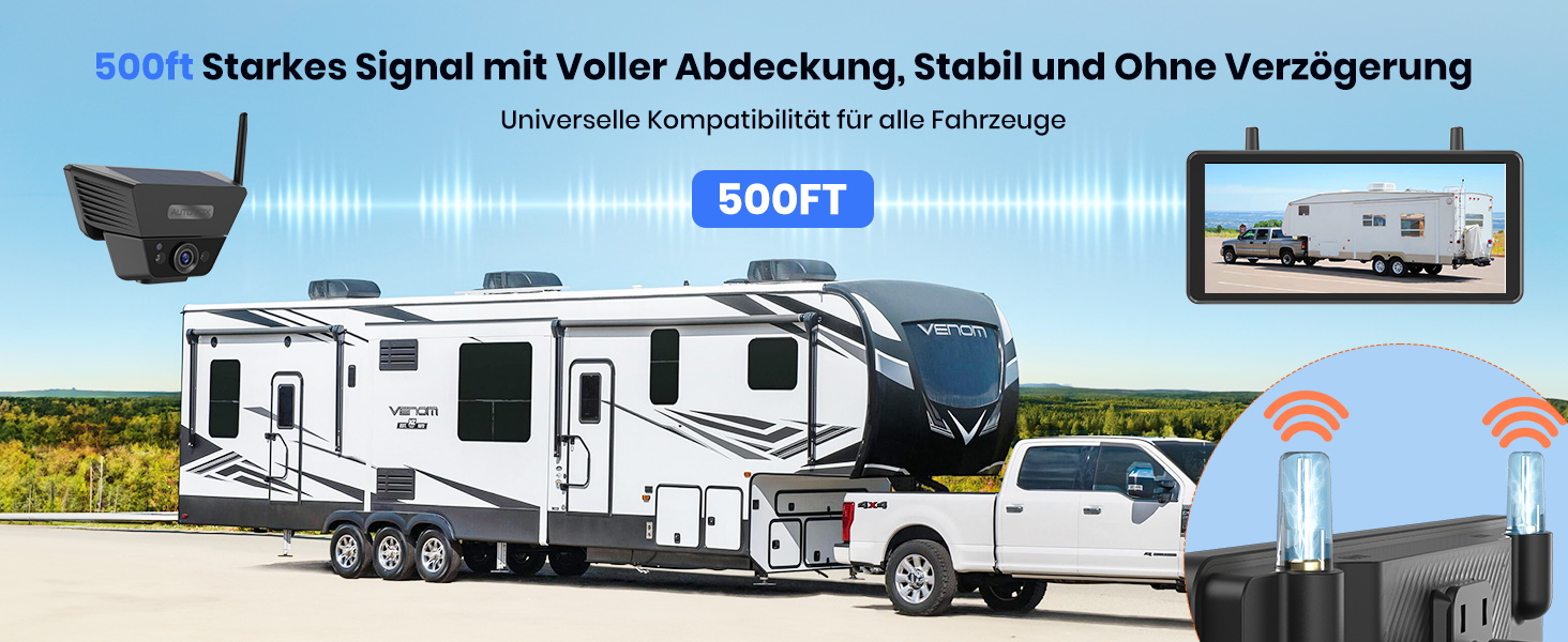 AUTO-VOX SOLAR5 Funk-Rückfahrkamera mit Magnethalter und 7,2-Zoll-Monitor – Detail 8
