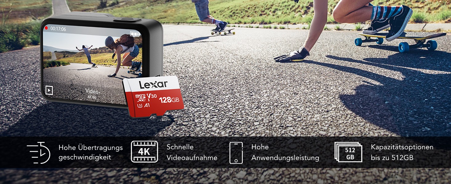 Lexar microSDXC Speicherkarte 128 GB mit beiliegendem SD-Adapter – Detail 3
