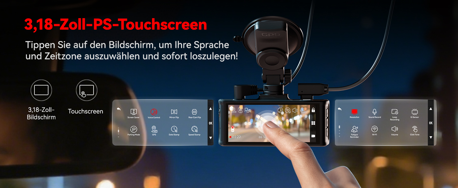 REDTIGER F7N Touch Dashcam mit Touchscreen und separater Heckkamera – Detail 6