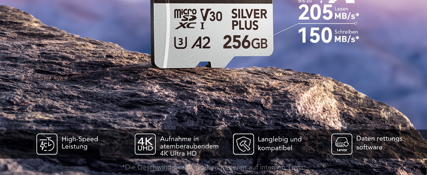 Lexar Silver Plus microSDXC Speicherkarte mit 256 GB in Silber – Detail 3