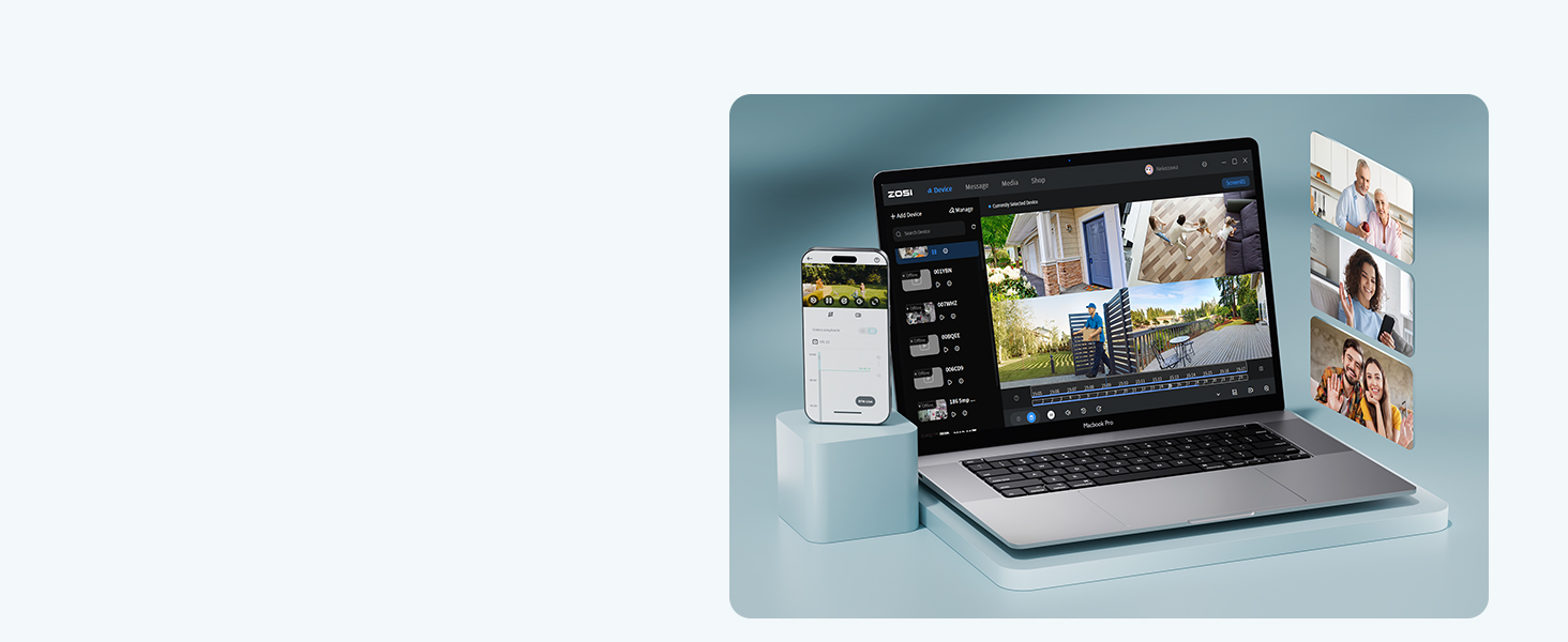 ZOSI WLAN-Überwachungsset mit vier Kameras und Rekorder mit eingebautem 12-Zoll-Bildschirm – Detail 13